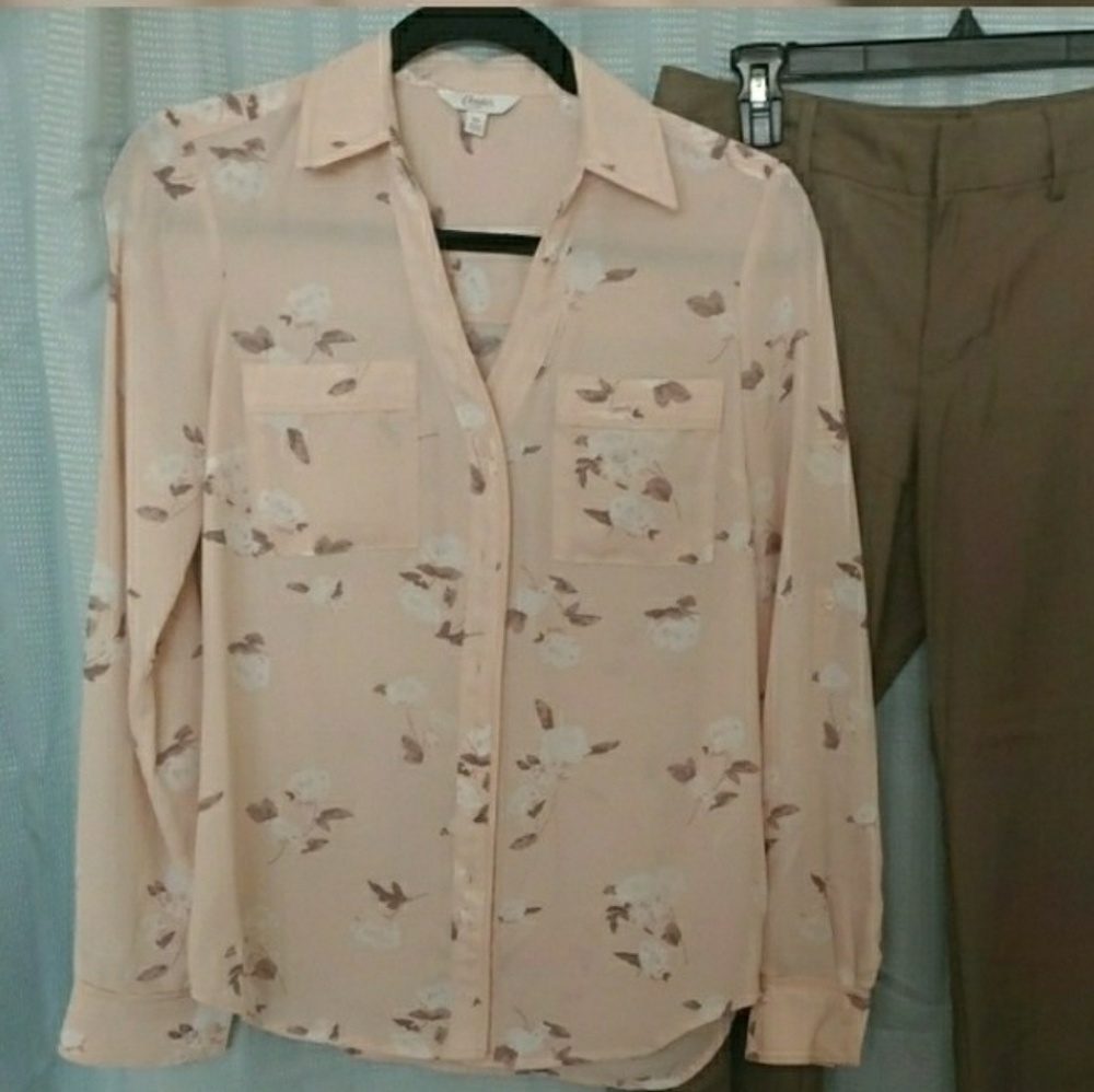 Candies XS Top in Pink with White & Khaki Flowers